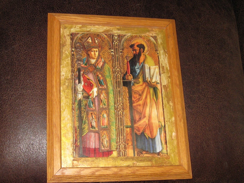SAINT EMYGDIUS SAINT Emidius Patron Of Earthquakes Print Natural Finish Oak Frame Ridged Sides 10 x 12 12 Gold Mat Religious Wall Art