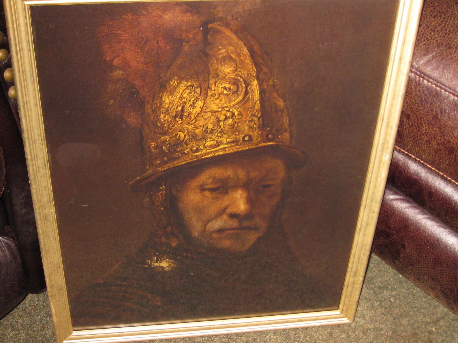 REMBRANDT MAN WITH the Golden Helmet in Goldtone Frame 17 1/2 X 21 1/2 Print on Heavy Artists