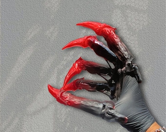 Gradient red Claws gloves, Mechanical Claw Prop Cosplay Halloween Party joints movable Claws technology ghost hand Groomsman Funny toy Gifts
