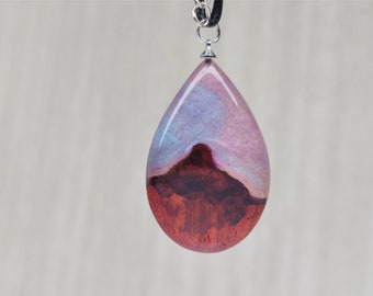 Colorful Waterdrop Resin Wood Necklace