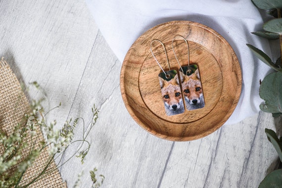 Cute Red Fox Aluminium Wildlife Drop Earrings. LIMITED EDITION