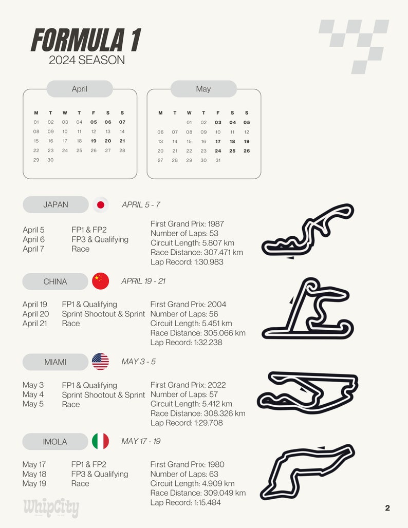 Printable Formula 1 Calendar Etsy Printable Formula 1 Calendar Etsy