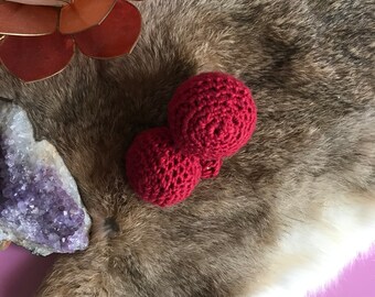 Crochet cabinet buttons red