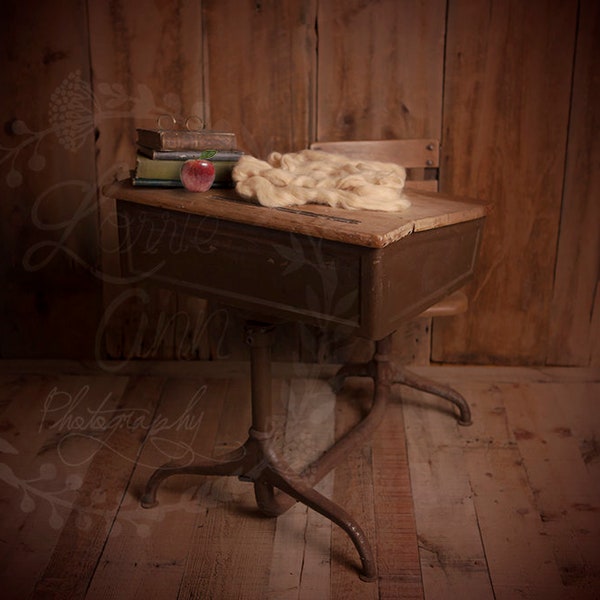 Rustic Vintage School Desk Newborn Digital Background