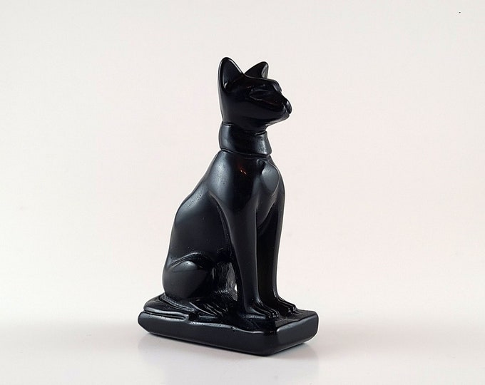 Obsidian Cat Egyptian Goddess Bastet Natural Gemstones Crystals Healing