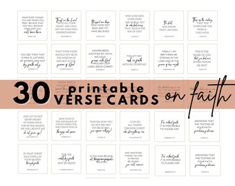 30 FAITH VERSE CARDS, Memory Verse Prints, Bible Verse Cards, Print Ready, Printable Verse Cards, Instant Download