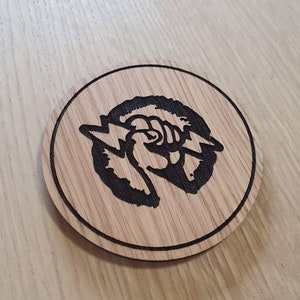 Laser cut wooden coaster. shock jockey - Unique Gift lasercut
