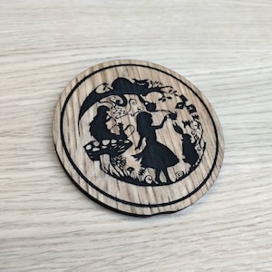 Laser cut wooden coaster. Tea party Madness  - Unique Gift lasercut