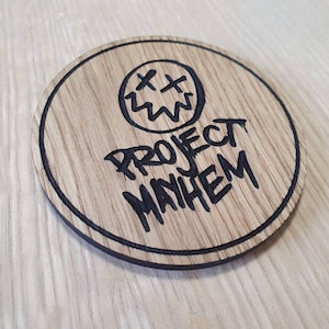 Laser cut wooden coaster. Project mayhem fight Club - Unique Gift lasercut