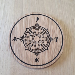 Laser cut wooden coaster.   wonder compass - Unique Gift lasercut