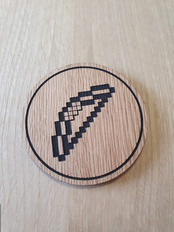 Laser Cut Wooden Coaster Minecraft Diamond Bow Unique Gift Etsy