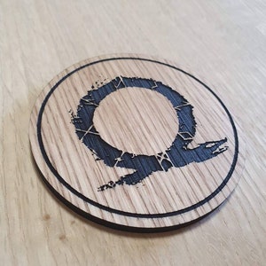 Laser cut wooden coaster. omega - Unique Gift lasercut