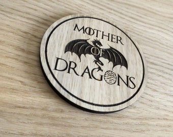 Laser cut wooden coaster. Mother of Dragons  - Unique Gift lasercut