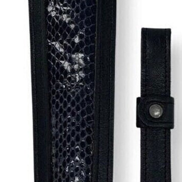Rifle Sling Dyed Cobra Snake Skin (Navy) and Leather (Black) Made in Texas  #913