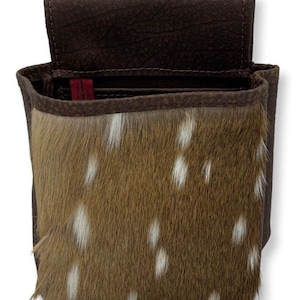 Axis Deer hair on hide & textured Cape Buffalo Leather Shot-shell Bag #932-R