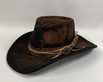 Vintage Inspired Painted Fedora / Cowgirl Hat     #249-G