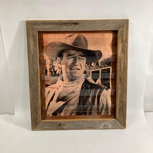 Vintage Handcrafted John Wayne Metal With Reclaimed Wood Sign    #688-G