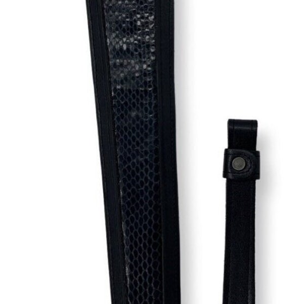 Rifle Sling Dyed Cobra Snake Skin (Navy) & Leather (Black) Made in Texas  #914