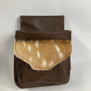 SWS Axis Deer Hide & Brown Pebbled Leather Clay Sports Bag with Front Snap Pouch    #731-G