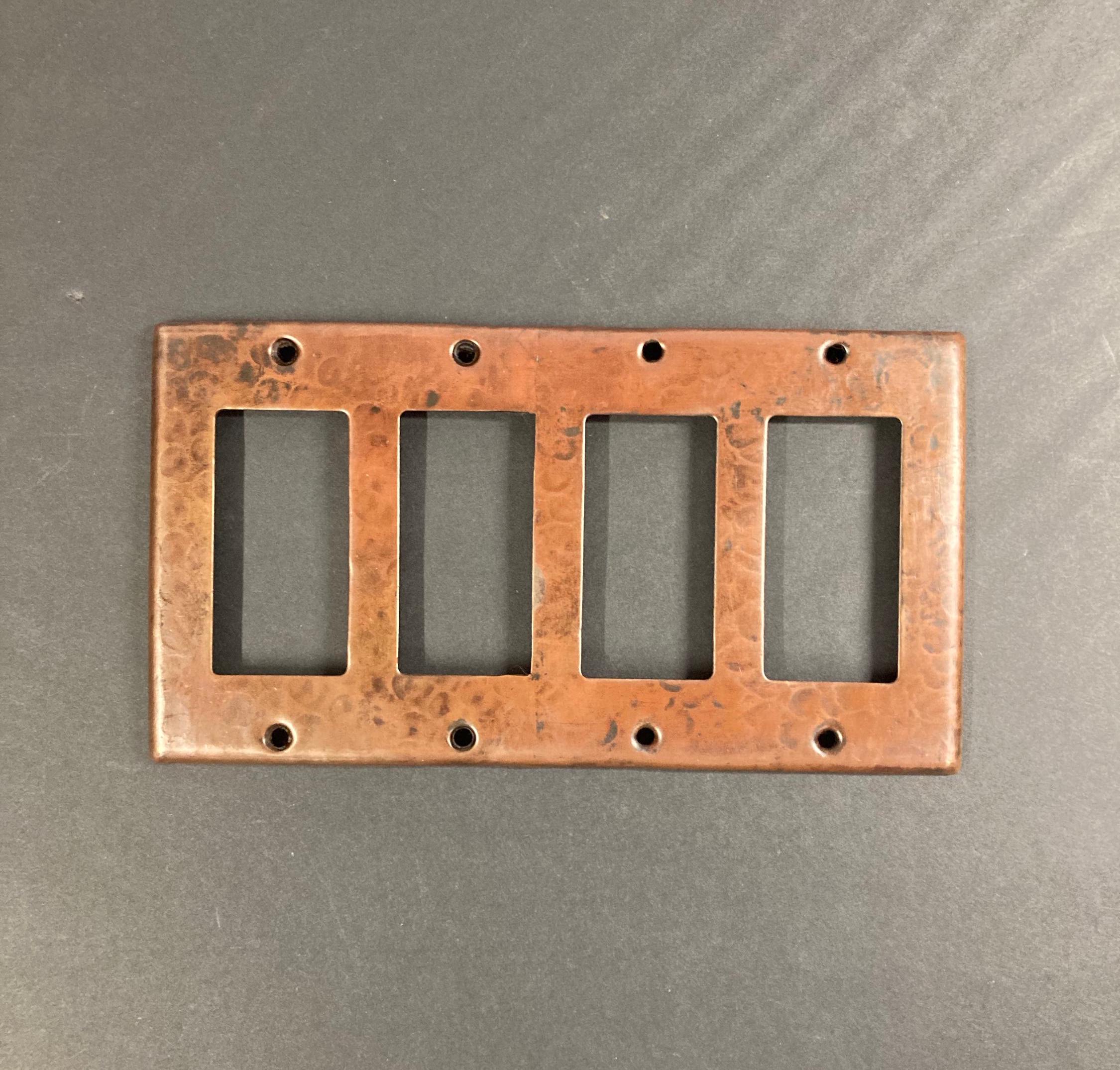 Handmade in Mexico Hammered Copper Switch Plate Cover - 4 Rocker      #661-G