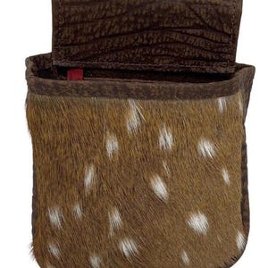 Axis Deer Hide & textured Cape Buffalo Leather Clay Sports Bag #719-R