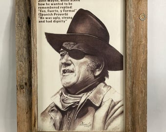 Vintage Handcrafted John Wayne Reclaimed Wood Sign      #934-G