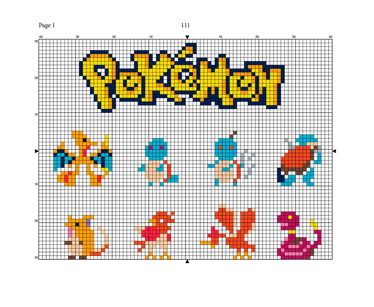 151 Pokemon Cross Stitch Pattern Generation 1 Pokémon video Etsy