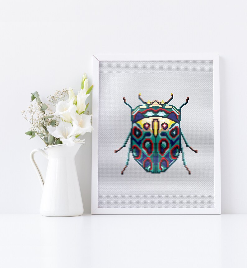 Beetle Cross Stitch Pattern Modern Cross Stitch Bug Cross Etsy