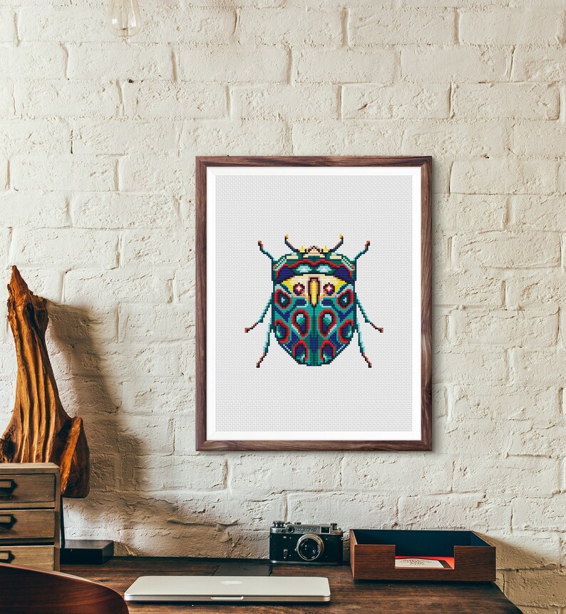 Beetle Cross Stitch Pattern Modern Cross Stitch Bug Cross Etsy