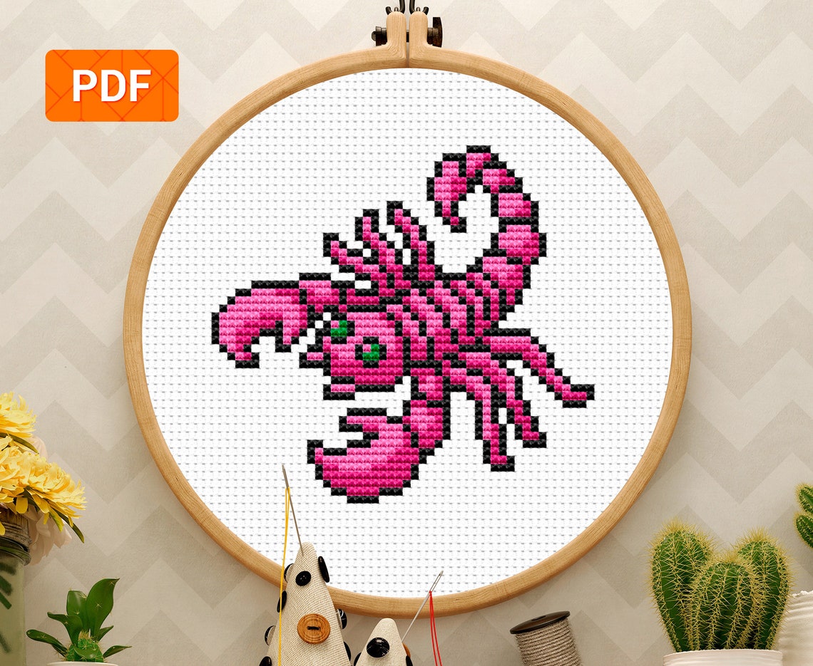 Set of three insect cross stitch pattern. Scorpion Etsy