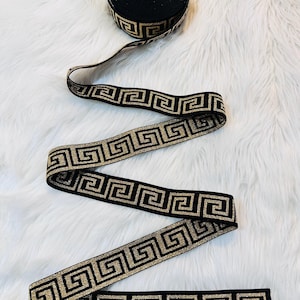 Jacquard Elastic Trim, 1,5 "Breit, griechische Schlüsselmuster