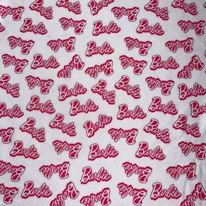 4Way Stretch Fabric-White Background Barbie Print-Spandex fabric-Stretch Fabric