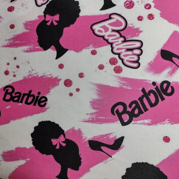 4Way Stretch Fabric White Background Barbie Print Spandex fabric Stretch Fabric