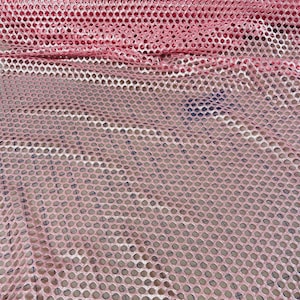 Metallic Fishnet Spandex Dance Fabric Pink Stretch Fishnet Swim Coverup Ice Skating Costume Fabric Cosplay Fabric Dancewear Stretch Fabric