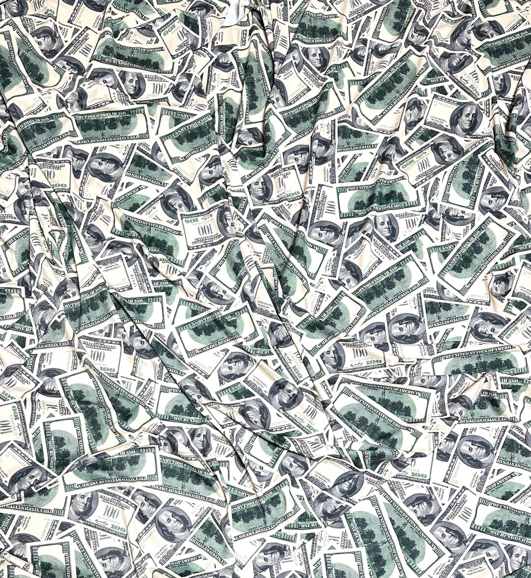 Money Fabric 4 Way Stretch Fabric 100 Dollar Bill Money Spandex Etsy