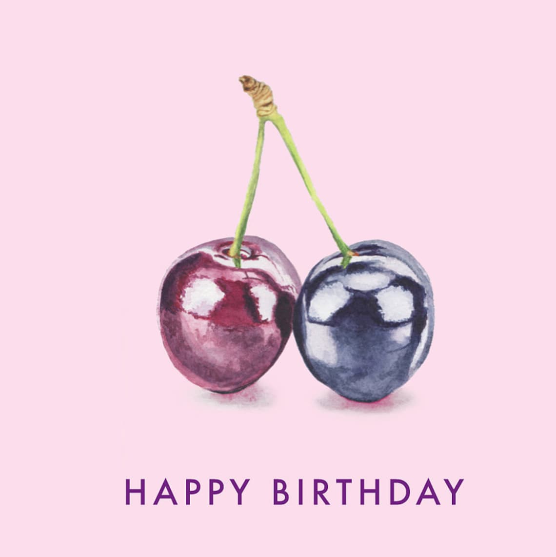 Cherry ‘happy Birthday’ Greeting Card - Etsy