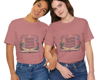 Leaving Reality Entering Fiction T-Shirt | Open Book, Fantasy Illustration
