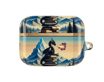Étui pour AirPod Fantasy Dragon, étui de chargeur sur le thème du livre dragon, cadeau pour les amateurs de lecture