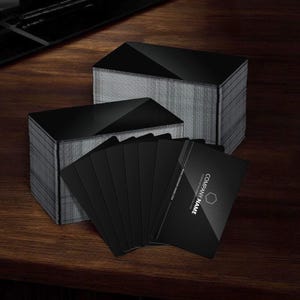 Custom  Engraved Metal Business Cards, Waterproof, Black with Silver Engraving. Your Logo or business here.