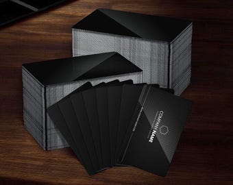 Custom Engraved Black Metal Business Cards: Waterproof, Silver Engraving