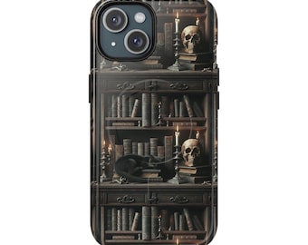 Étui pour téléphone imprimé Gothic Library MagSafe, accessoires pour téléphone, étui pour amoureux des livres