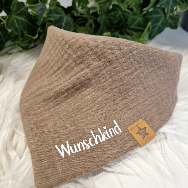 Musselintuch Baby Halstuch für Babys Dreieckstuch personalisiert mit Namen, Sabbertuch, Geschenk zur Geburt