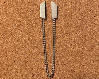 Silver Trapezoid Collar Pins with Chain