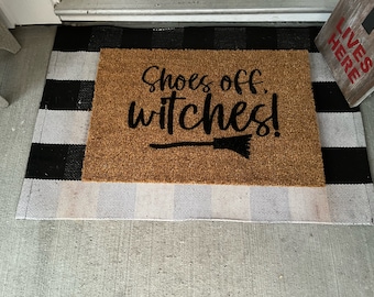 Shoes off Witches Welcome Door Mat