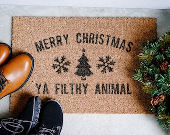 Merry Christmas Ya Filthy Animal Welcome Door Mat