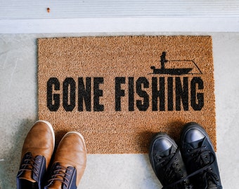 Gone Fishing Welcome Door Mat