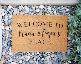 Welcome to Nana & Papa's Place Door Mat/Doormat