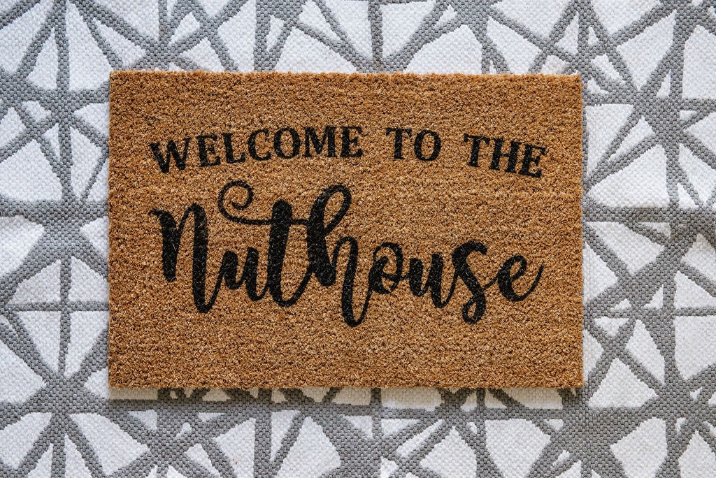 Funny Christmas Welcome To The Nuthouse Door Mat Home Decor - Teeholly