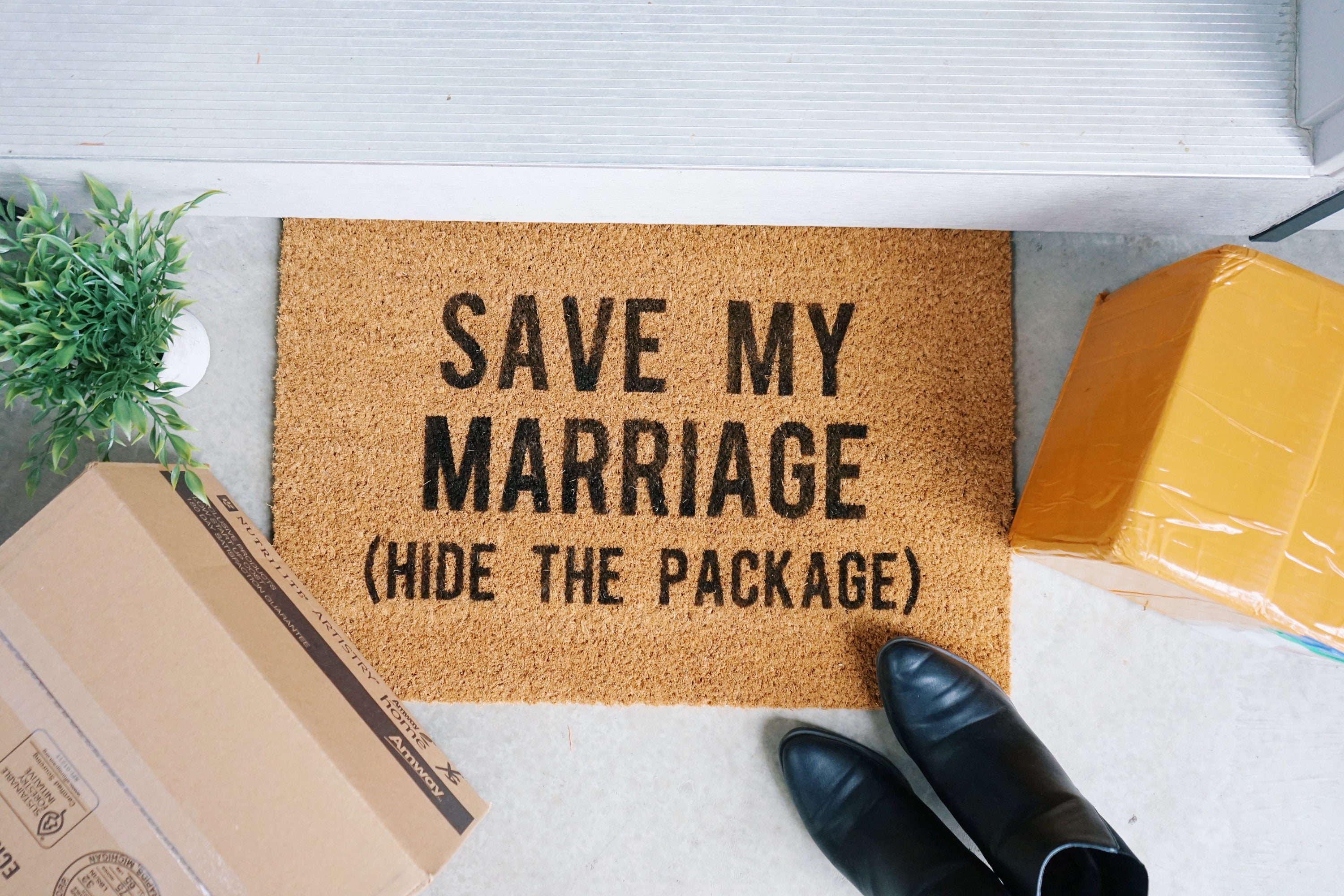 Save My Marriage Hide the Package Door Mat Etsy