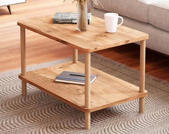 Center Table w/ Solid Wood Legs / Living Room Furniture - Home Gift - Rectangular Coffee Table Housewarming Gift Unique Coffee Table